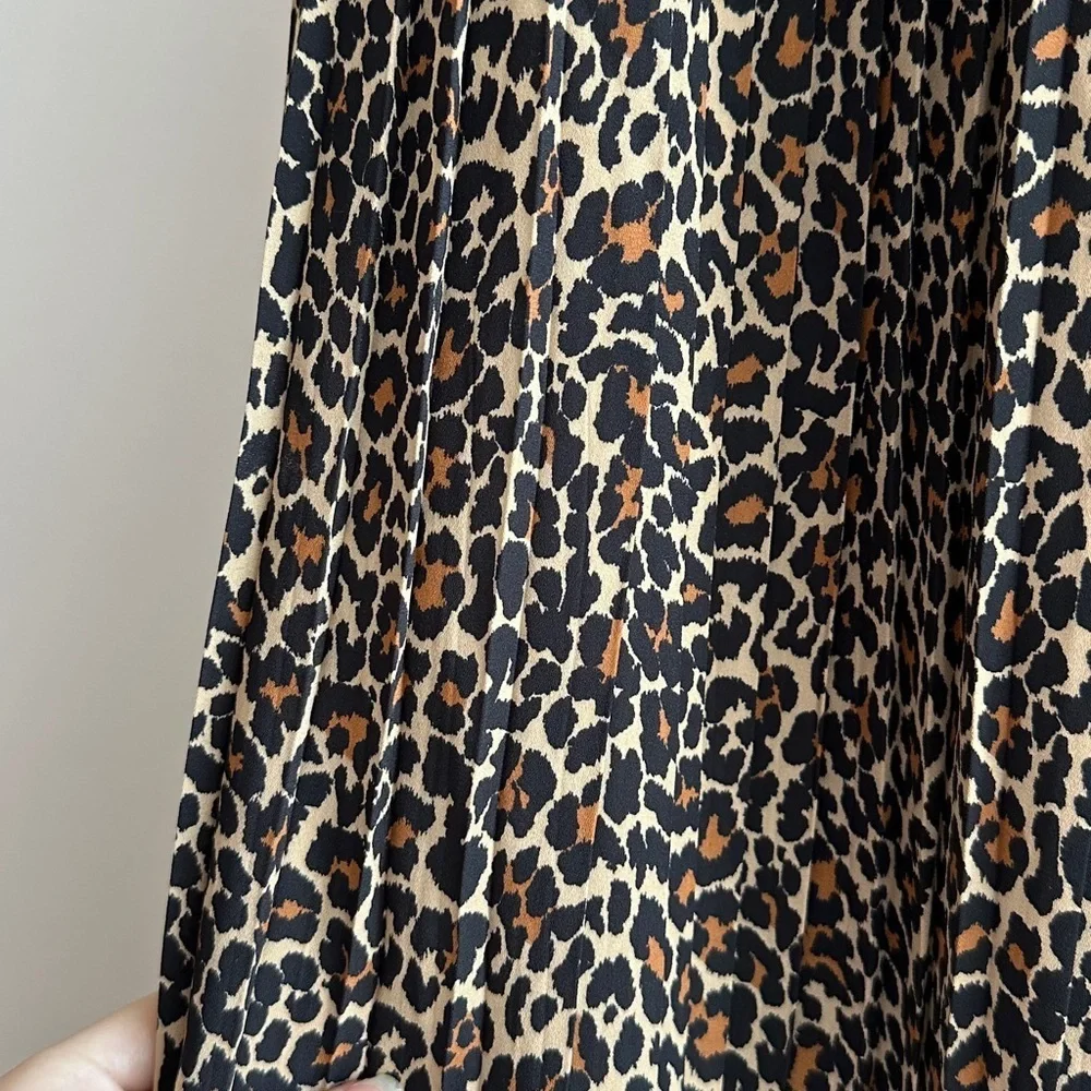 J. Crew Cheetah Print Pleated Midi Skirt, Size 8